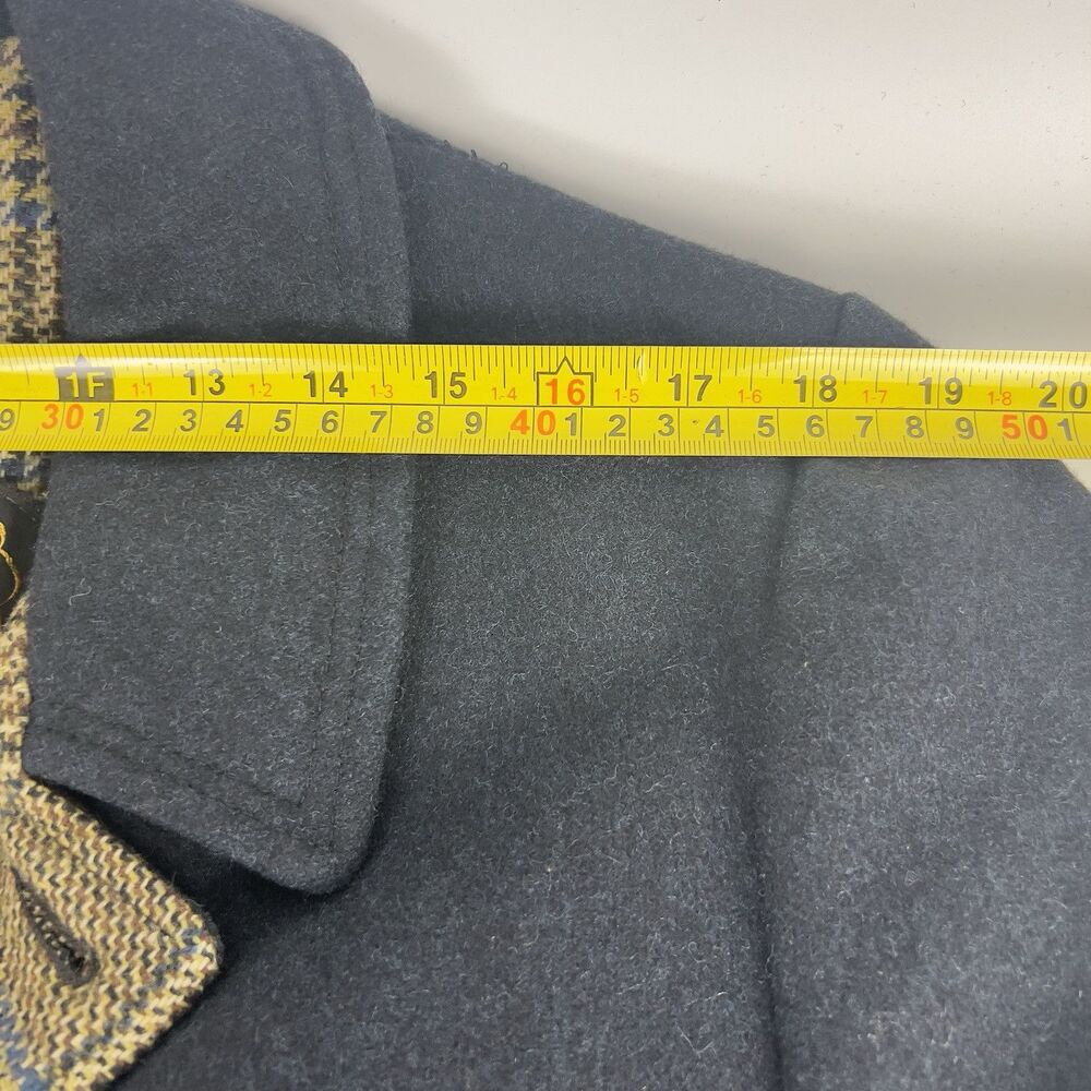 Vtg‎ Ace Sportswear Wool Over Coat Men’s 42 Charcoal Blue Undertones Tweed Lined - Picture 9 of 16